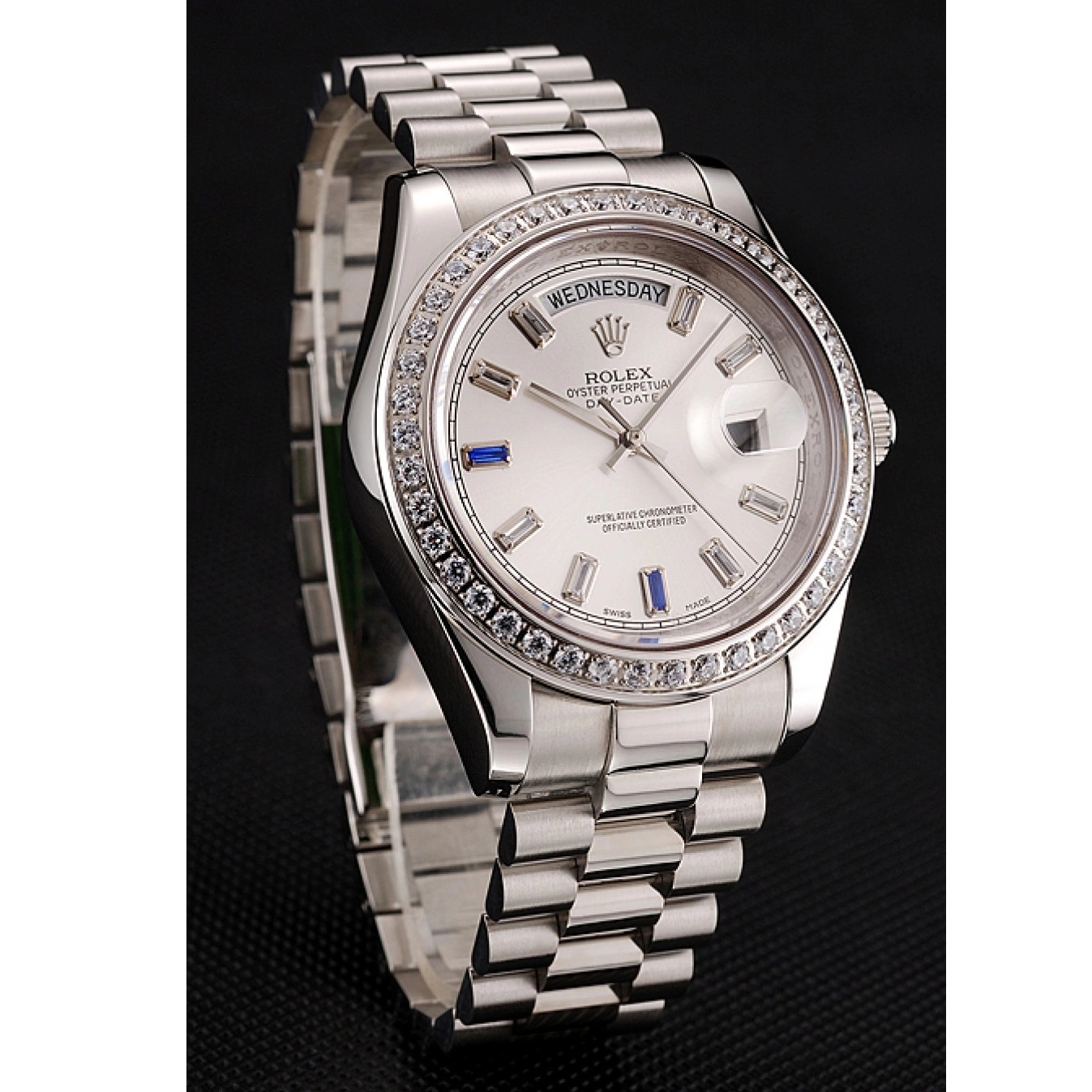 Best AAA Replica Sites Bezel Diamonds Rolex Steel Staineless 1454109 Bracelet Swiss Day-Date 0802